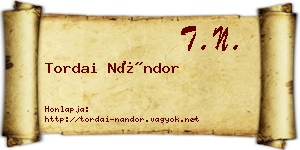 Tordai Nándor névjegykártya